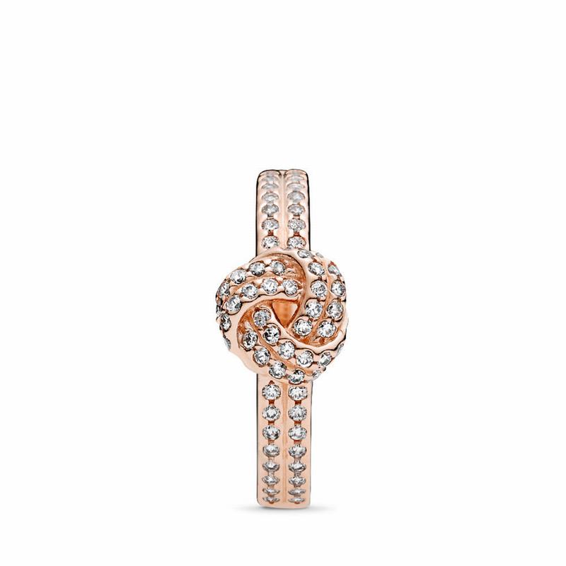 Pandora Rose™ Sparkling Love Knot Statement Ring Ireland - Pandora Rose/Cubic Zirconia - 637485SMQ